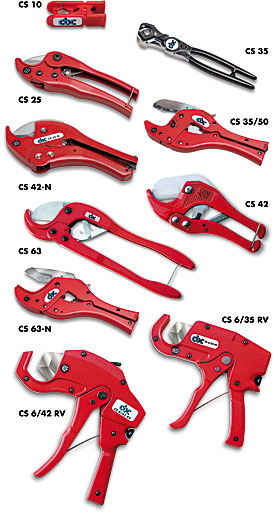 Pipe shears CBC CS for PB, PE, PP, PVC and PVDF pipes up to Ø 63 mm